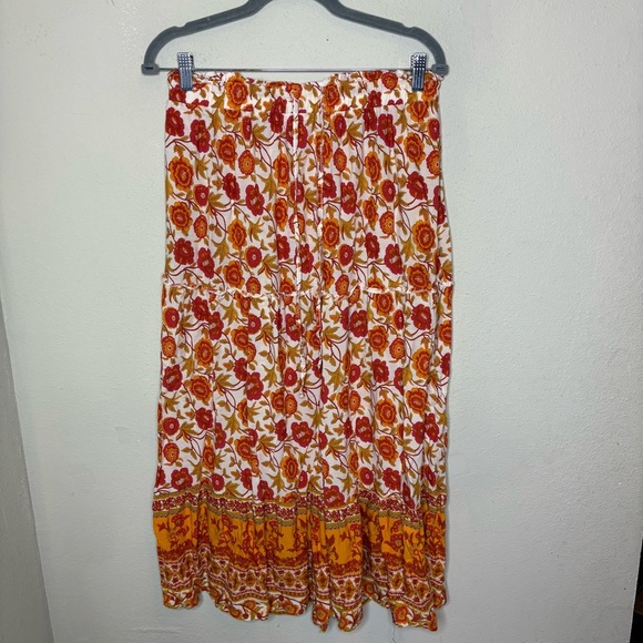 Floral Red and Orange Women's Skirt - Picture 1 of 7